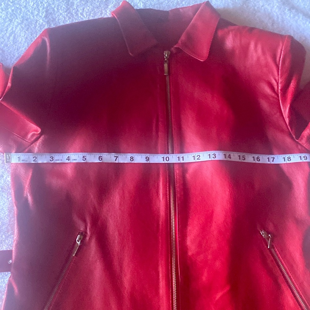 TRIBECA STUDIO Vintage Women’s Red Leather Jacket Zippered Size M - Picture 11 of 15